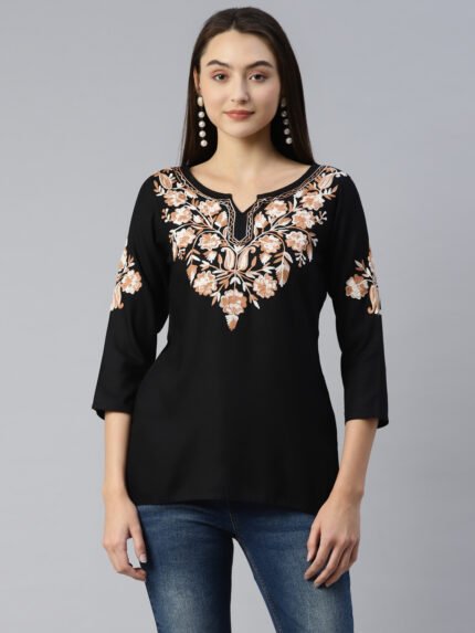 Heer Kashmiri Black Kurti