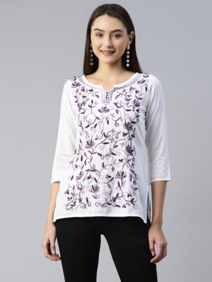 Jannat Kashmiri White Kurti