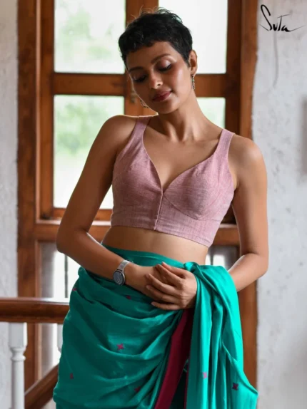 Sleeveless Baby Pink Cotton Blouse